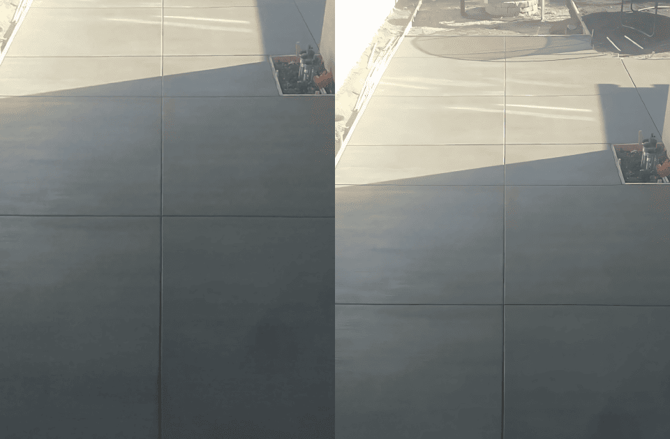 Newly finished concrete driveway with precise control joints